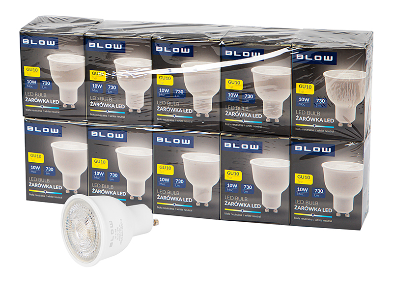 GU10 LED izzó 10 W, semleges fehér 4000 K, 230 V, 10 db 87-417-
